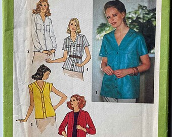 Vintage 70's Misses' Shirt, Blouse, Tops Simplicity 9065 Sewing Pattern UNCUT Size 10
