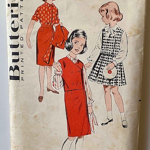 RARE Vintage 50&#39;s Girl&#39;s Reversible Separates, Pleated Skirt, Blouse, Weskit, Butterick 9091 Sewing Pattern UNCUT Children&#39;s Size 10