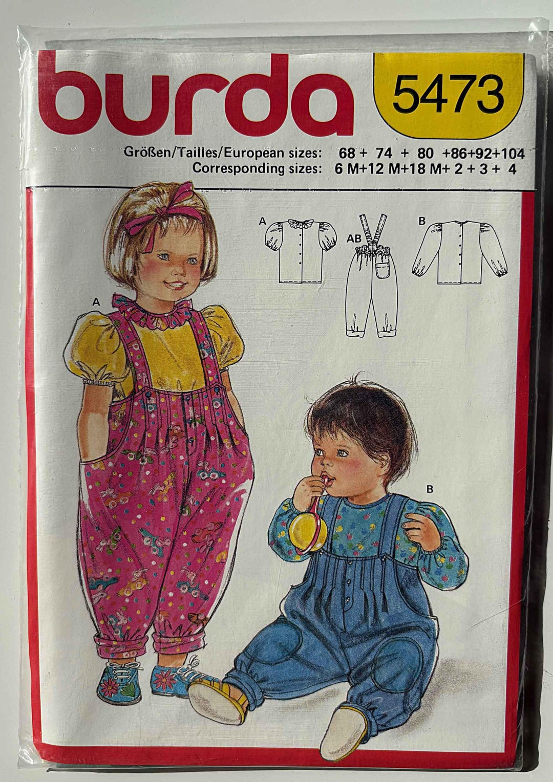 Simplicity 5473 Pattern RARE Vintage Baby, Toddler Children's Shirts & Overalls Burda 5473 ...