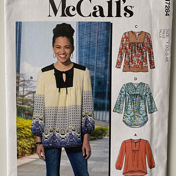 Misses' Tops McCall's 7284 Sewing Pattern UNCUT Sizes XS-S-M (4-14)  M7284 Boho Peasant