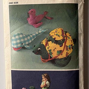 Vintage 70's Set of Toys, Stuffed Animals, Giant Sea Turtle, Whale, Seal, Baby Turtle Simplicity 5331 Sewing Pattern CUT/Complete