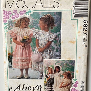 Vintage 90&#39;s Alicyn Girl&#39;s Special Occasion Dress, McCall&#39;s 5827 Pattern UNCUT Size 3, Flower Girl, Easter Dress