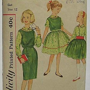 Vintage 60's Easy to Sew Girl's Top, Blouse plus Full & Slim Skirts, Simplicity 3571 Sewing Pattern Size 12, CUT/Complete