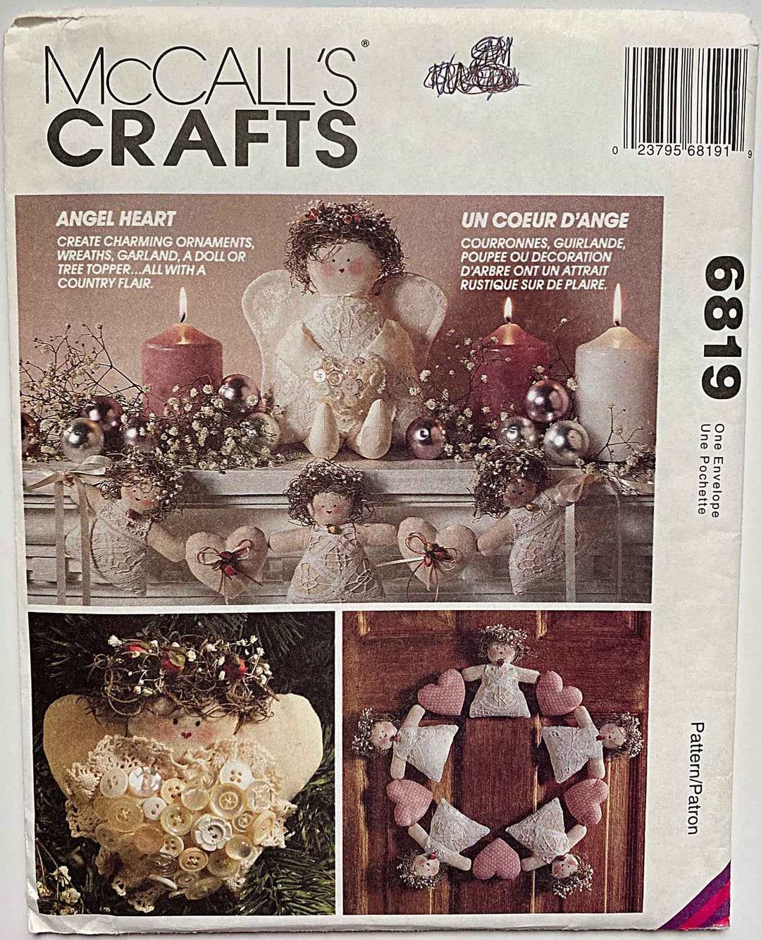 Christmas Angel Heart Doll, Tree Topper, Wreath, Garland, Ornaments