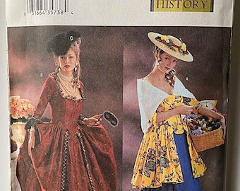 RARE Misses' Historical Costumes Gown Dress Pleated Petticoat Butterick 3640 Sewing Pattern UC Sizes 12-14-16 Steampunk, Renaissance Cosplay