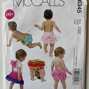 Infants Easy Diaper Covers & Wings, Ruffle Panties McCall&#39;s 6345 Sewing Pattern UNCUT Sizes S-M-L-XL, BabyWear M6345