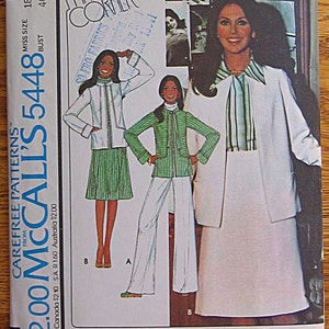Vintage 70&#39;s Boho Marlo Thomas Misses&#39; Unlined Jacket, Skirt & Pants McCall&#39;s 5448 Sewing Pattern UNCUT Size 18