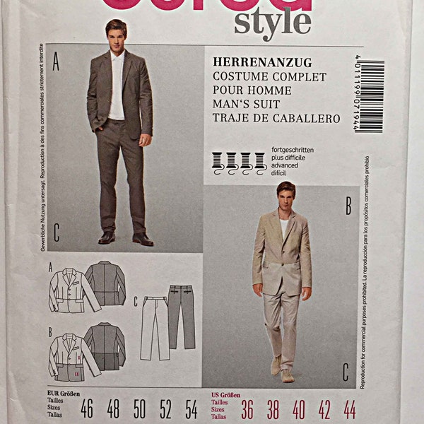 Mens Suit Pattern Etsy