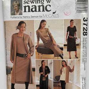 Sewing with Nancy Misses' Easy Knit Wardrobe Separates, Duster, Dress, Tunic, Pants, Skirt, McCall's 3728 Pattern UC Sizes S-M-L-XL (8-22)