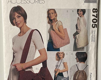 Backpacks, Sling Bag, Messenger Bag Totes Shoulder Bag Handbags McCalls 8705 Sewing Pattern UNCUT Accessories, Purse, Travel, Grocery, Beach