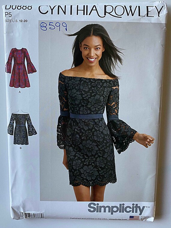 Cynthia Rowley Misses' Dresses Simplicity D0888 8599 Sewing Pattern UNCUT  Sizes 12-14-16-18-20, off Shoulder, Cold Shoulder, Bell Sleeves - Etsy
