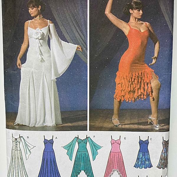 Misses' Design Your Own Dance Dress, Gown, Tango, Salsa, Flamenco Simplicity 4312 Sewing Pattern UNCUT Sizes 12-14-16-18-20