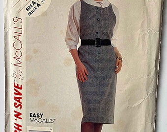 RARE Vintage 80's Misses' Jumper and Blouse, Stitch 'n Save McCall's 4389 Sewing Pattern UNCUT Sizes 8-10-12