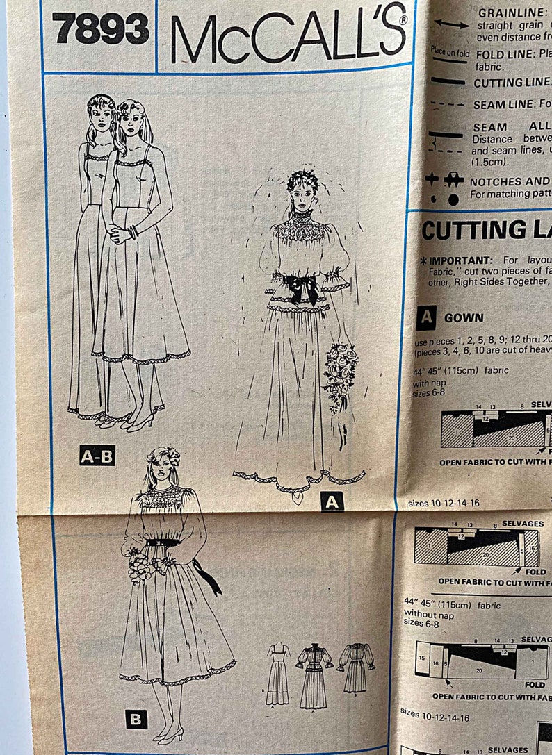 Vintage 80's Jann Johnson Misses' Wedding Gown or Bridesmaid Dress & Slip McCall's 7893 Sewing Pattern UNCUT Size 6, Bridal image 4