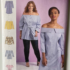 Misses Cold Shoulder Dress, Tunic or Top in 2 Lengths Simplicity 8550 Sewing Pattern UNCUT Sizes 10-12-14-16-18