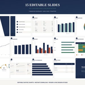 KPI Dashboard PowerPoint Template | Multi-Department Business Report | Editable Charts Sales Marketing HR Ops | Google Slides