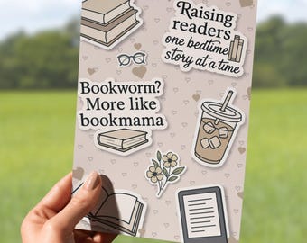 Bookmama Collage Kindle-inzetstuk | Afdrukbare Kindle-stickerstijl | Leesgrage moedercadeau | Citaatkunst lezen