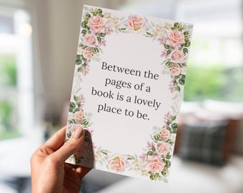 Floral Kindle Insert | Coquette Kindle Case Art | Reading Quote for Kindle Paperwhite, Oasis, Scribe | Bookish Decoration E-Reader Accessory