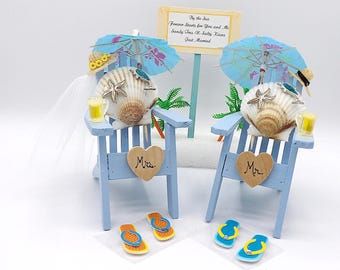 Light Blue Wedding Adirondack Beach Chair Cake Topper