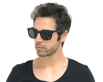 Black rectangle sunglasses Wayfarer style retro NOS 1980s Hi Tek Junior