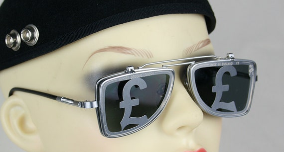 rectangular vintage retro metal flip up sunglasse… - image 2