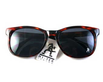 gafas de sol retro rectangulares grandes vintage para hombres Estilo Wayfarer de plástico tortuga de montura marrón lente de humo NOS 1980s Tek Junior