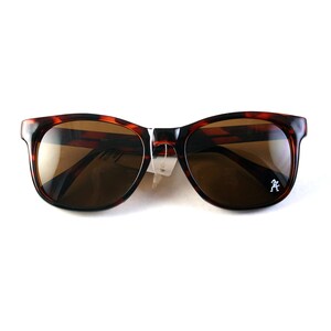 NOS 1980s vintage large rectangular retro sunglasses for men Wayfarer style toroise frame brown lens Hi Tek Junior