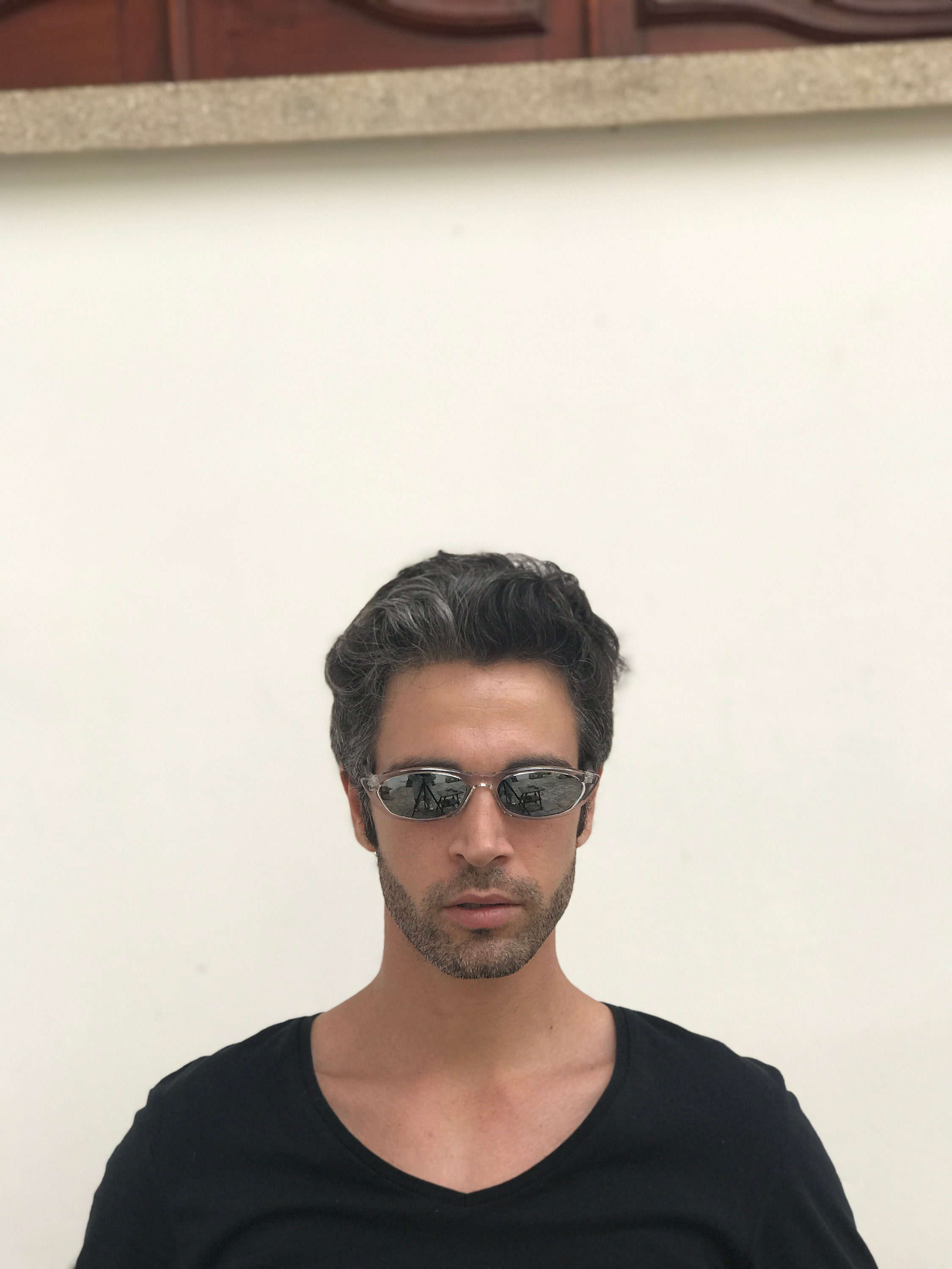 Clear Oblong Sunglasses Silver Mirror Lenses NOS Hi Tek Clear Oblong Sunglasses Silver Mirror Lenses NOS Hi Tek