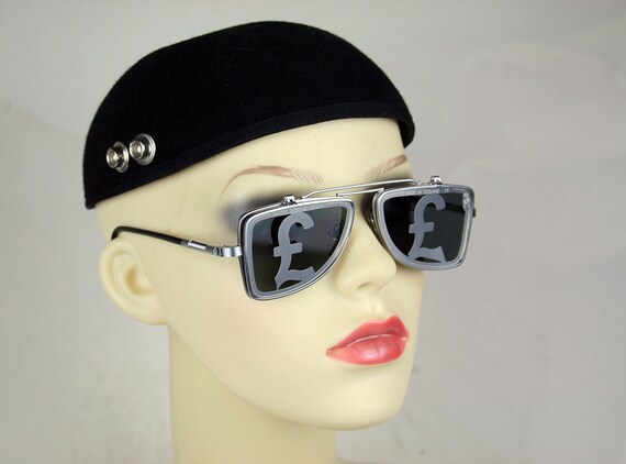 rectangular vintage retro metal flip up sunglasse… - image 3