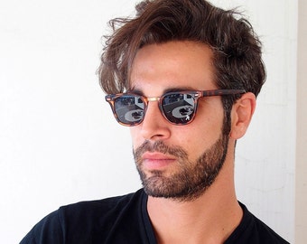 Original 1980s Vintage Retro Sonnenbrille rechteckig Retro Sonnenbrille Metallrahmen Herren Sonnenbrille Schildpatt getöntes Brillengestell Hi Tek Junior