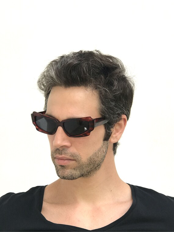 rectangle oblong tortoise brown sunglasses early … - image 2