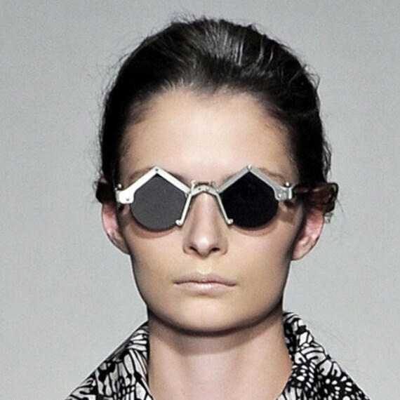 Gothic Fashion Metal Custom Unique Spike Gold SunGlasses Unisex