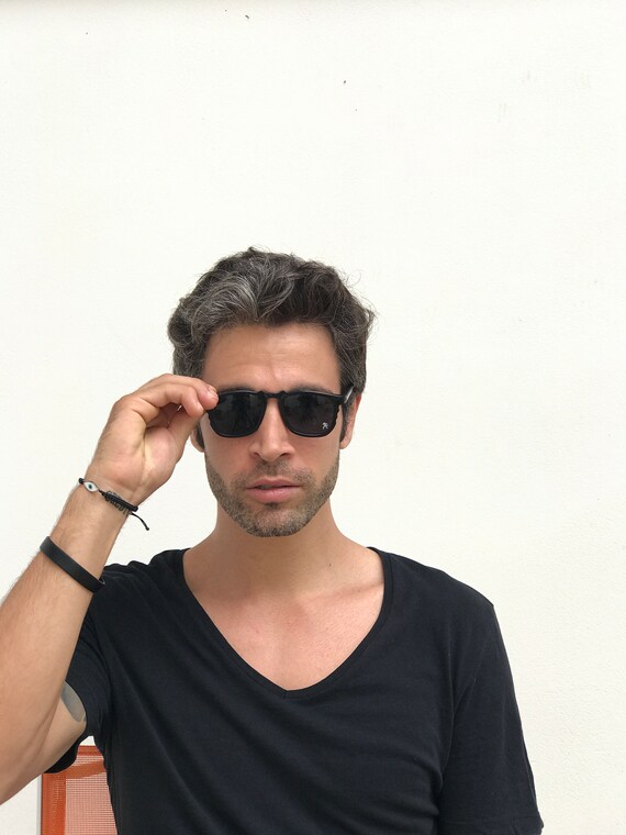 black rectangular square sunglasses plastic frame… - image 3