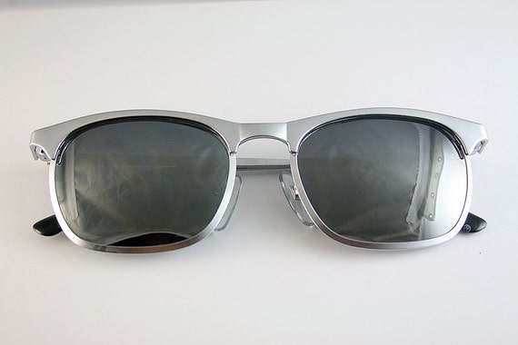 rectangular silver metal sunglasses aviator sungl… - image 5
