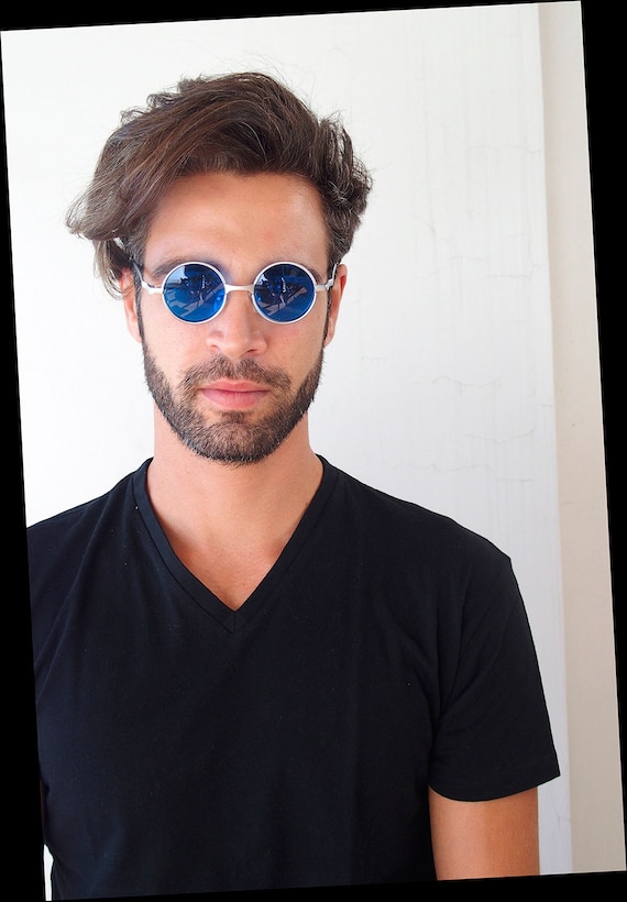 Daarom Uitdrukkelijk rechtop Round Retro Victorian Sunglasses Spectacles Silver Blue Lens - Etsy Israel