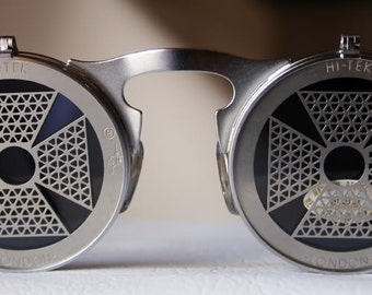 round sunglasses steampunk sunglasses Goth sunglasses unisex flip up silver metal wearable art performing artist styling unusual eyewear