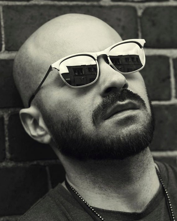 rectangular silver metal sunglasses aviator sungl… - image 1