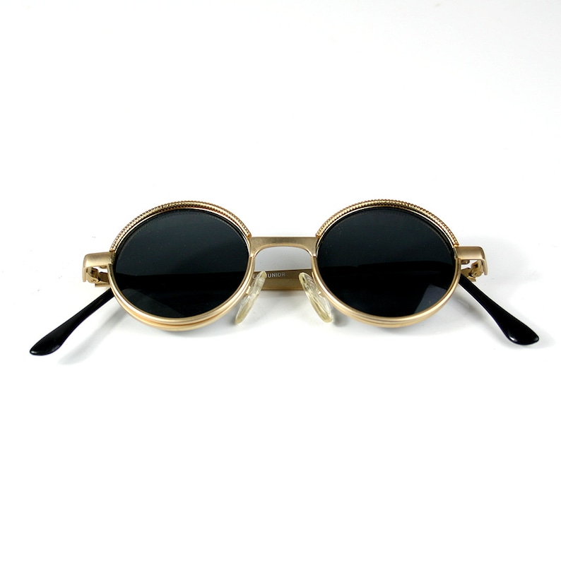 Vintage Round Steampunk sunglasses small round gold sunglasses Retro Victorian sunglasses eye glasses spectacles Hi Tek Ozzy Osbourne style image 2