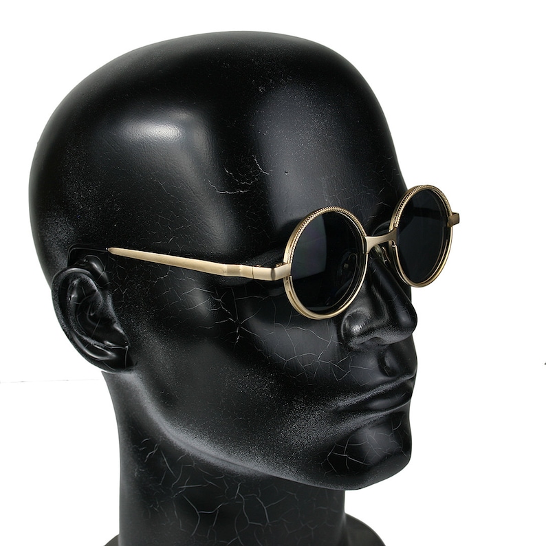 Vintage Round Steampunk sunglasses small round gold sunglasses Retro Victorian sunglasses eye glasses spectacles Hi Tek Ozzy Osbourne style image 3