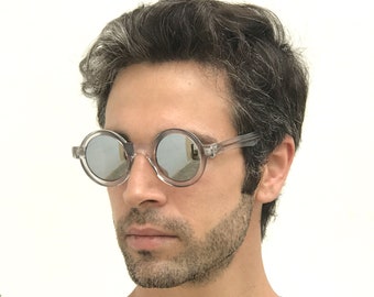 unisex round sunglasses clear plastic frame lens retro Goth Steampunk Hi Tek Junior lens options