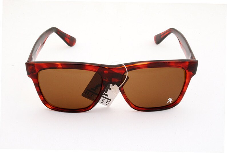 Vintage 80's retro rectangular sunglasses large flat top tortoise hipster wayfarer brown sunglasses Hi Tek image 3