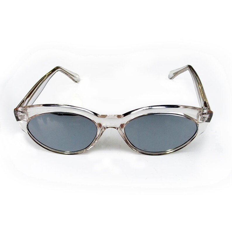 Cats eye sunglasses vintage retro sunglasses NOS 80's 90's stock clear sunglasses mirror lens punk era image 6