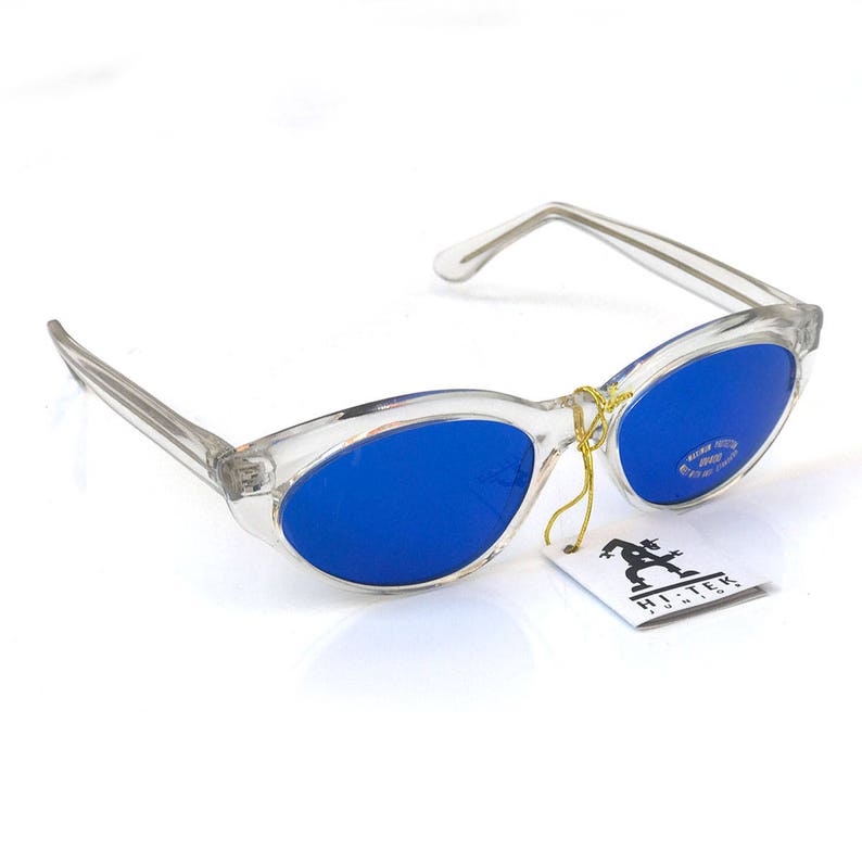 Cats eye sunglasses vintage retro sunglasses NOS 80's 90's stock clear sunglasses mirror lens punk era image 3