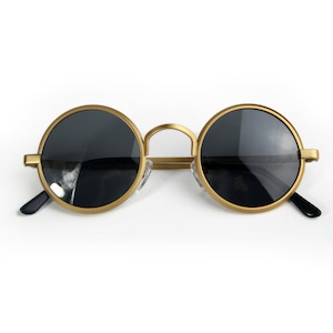 round sunglasses gold vintage Retro unisex Steampunk Goth round sunglasses Hippie polarized lens NOS 1990s