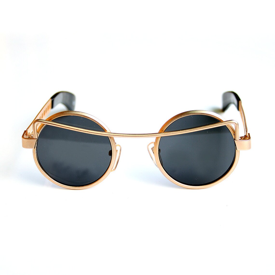 Occhiali Da Sole Steampunk Rotondi In Metallo Retrò John Lennon Stile - Foto 3