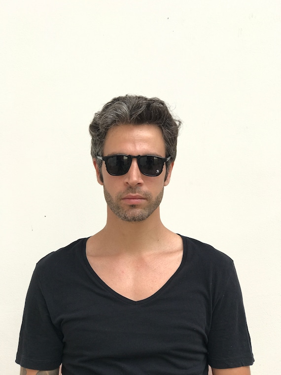 black rectangular square sunglasses plastic frame… - image 1