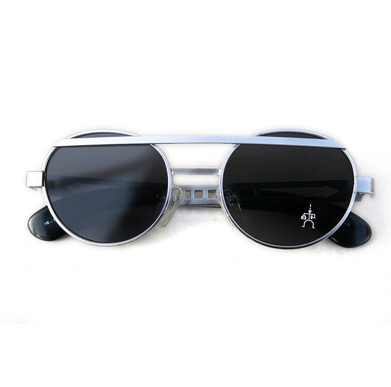 round silver metal sunglasses, rock retro vintage… - image 1