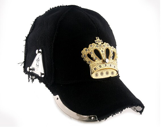 Unisex Black Wool Baseball Cap Gold 