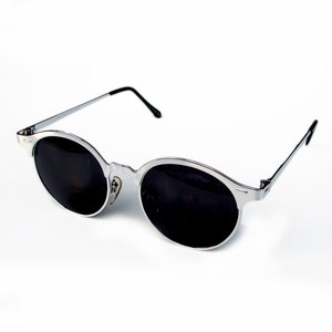 vintage silver round sunglasses retro Steampunk sunglasses unisex sunglasses wayfarer style metal wayfarer NOS 1980s stock