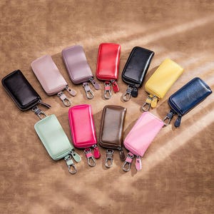 Borsa portachiavi da uomo in pelle con cerniera, borsa portachiavi universale per auto, multifunzionale, regalo per casa